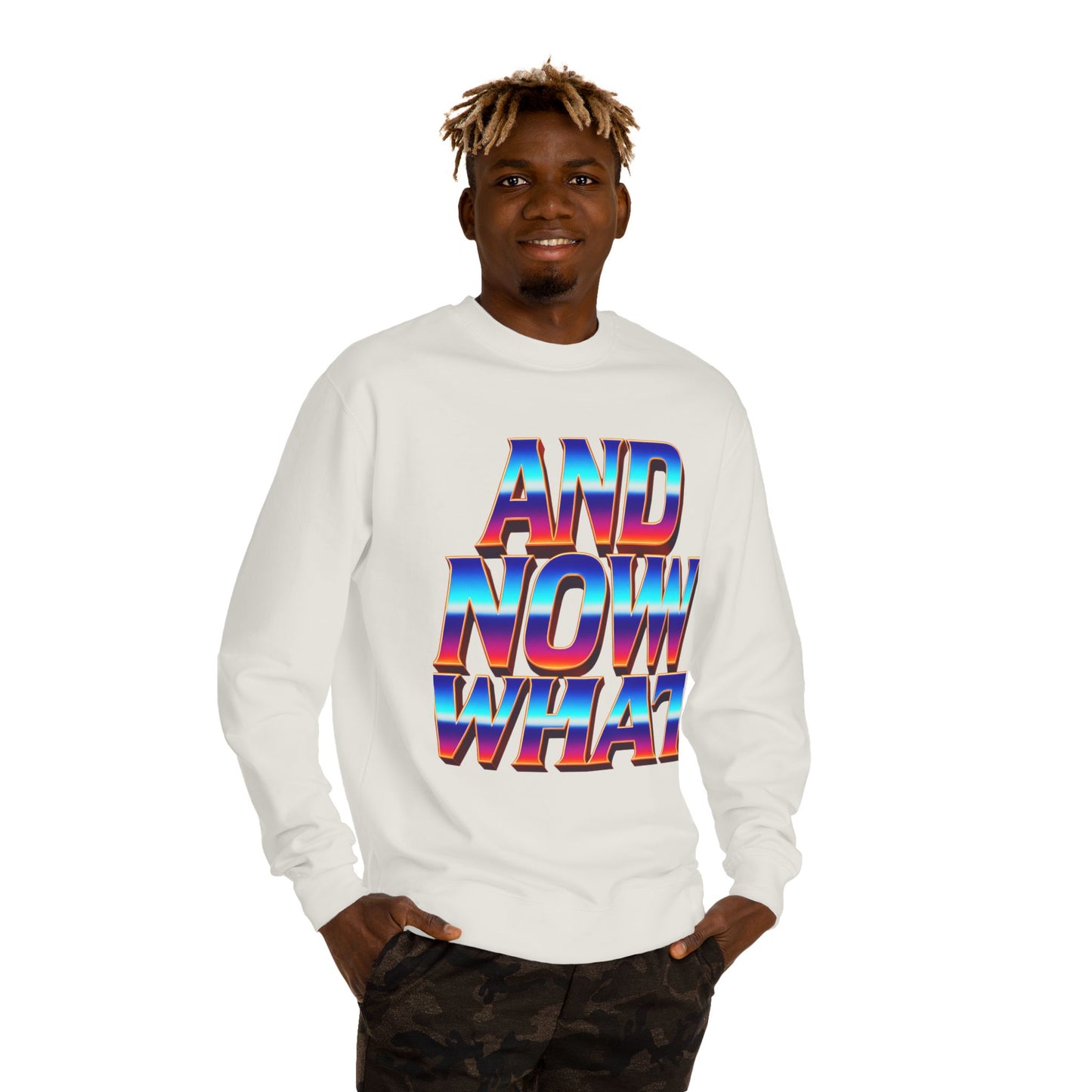 And Now What Sweatshirt — Retro Gradient Statement Crewneck