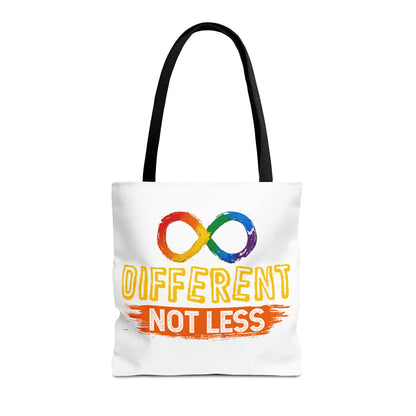 Autism Pride Tote Bag — "Different Not Less" Rainbow Infinity Reusable Shopper