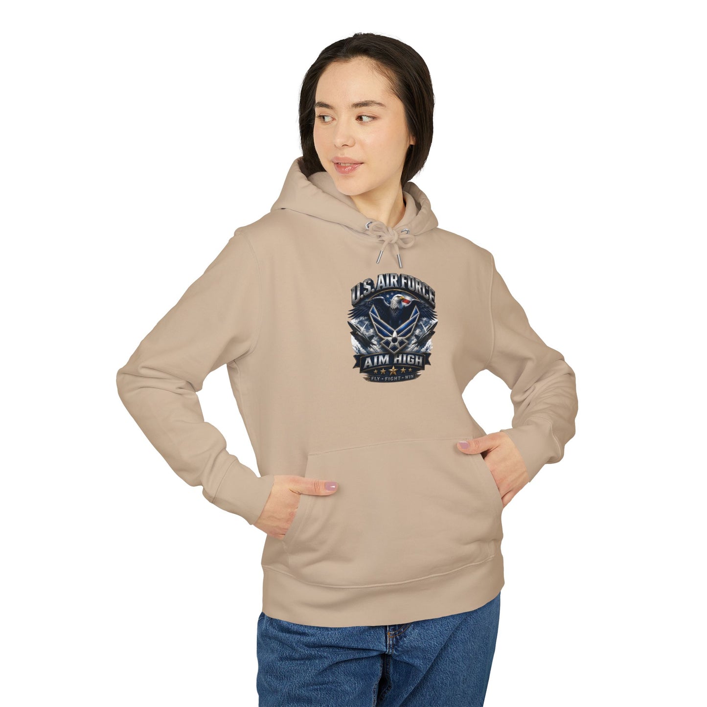 Air Force Hoodie - "Aim High" Vintage Military Crew Pullover