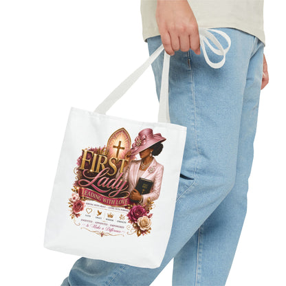 First Lady Tote Bag — Faithful Church Lady Floral Churchgoing Purse