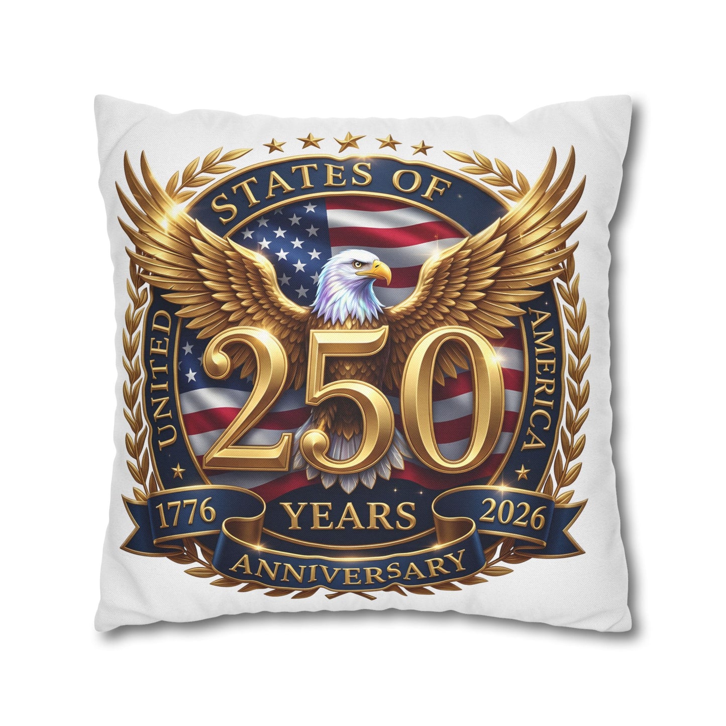 250th USA Anniversary Pillowcase – Patriotic Eagle 1776–2026 Decorative Throw Pillow Cover