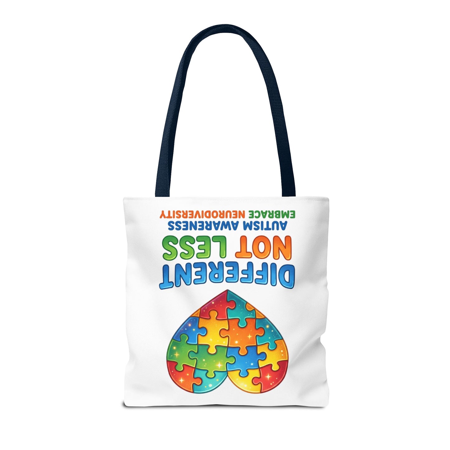 Autism Awareness Tote — "Different Not Less" Puzzle Heart