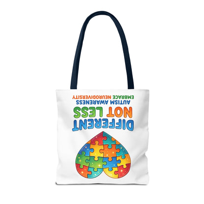 Autism Awareness Tote — "Different Not Less" Puzzle Heart