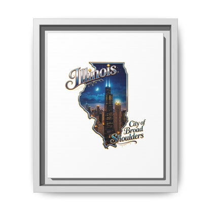 Illinois City of Broad Shoulders Matte Canvas Framed Wall Art