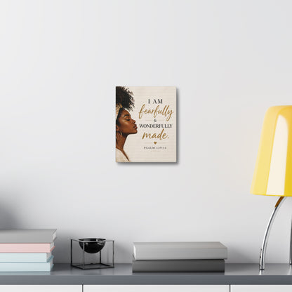Canvas Wall Art — "I Am Fearfully & Wonderfully Made" Psalm 139:14 Inspirational Portrait