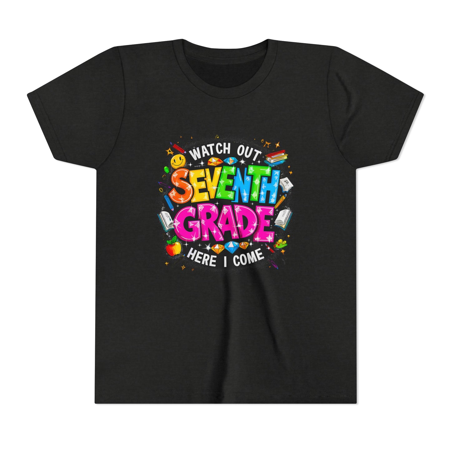 Seventh Grade Kids T-Shirt – “Watch Out Seventh Grade Here I Come” Back-to-School Tee