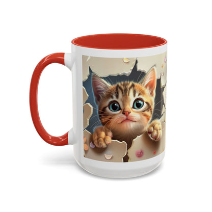 Cute Peekaboo Kitten Accent Coffee Mug — Cat Lover Gift (11/15oz)