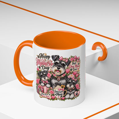 Mother's Day Schnauzer Coffee Mug — "Best Dog Mom Ever" Accent Mug (11/15oz)