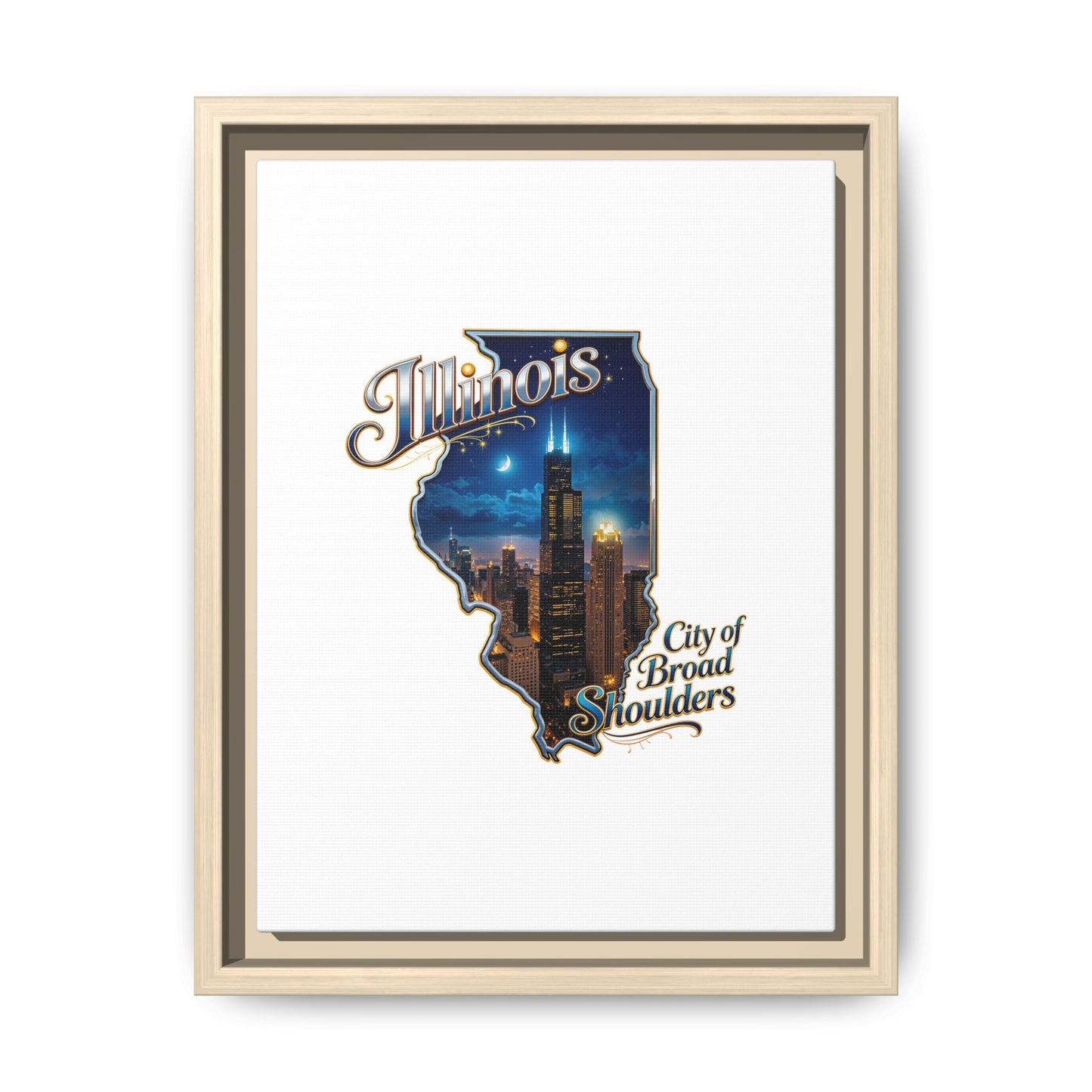 Illinois City of Broad Shoulders Matte Canvas Framed Wall Art