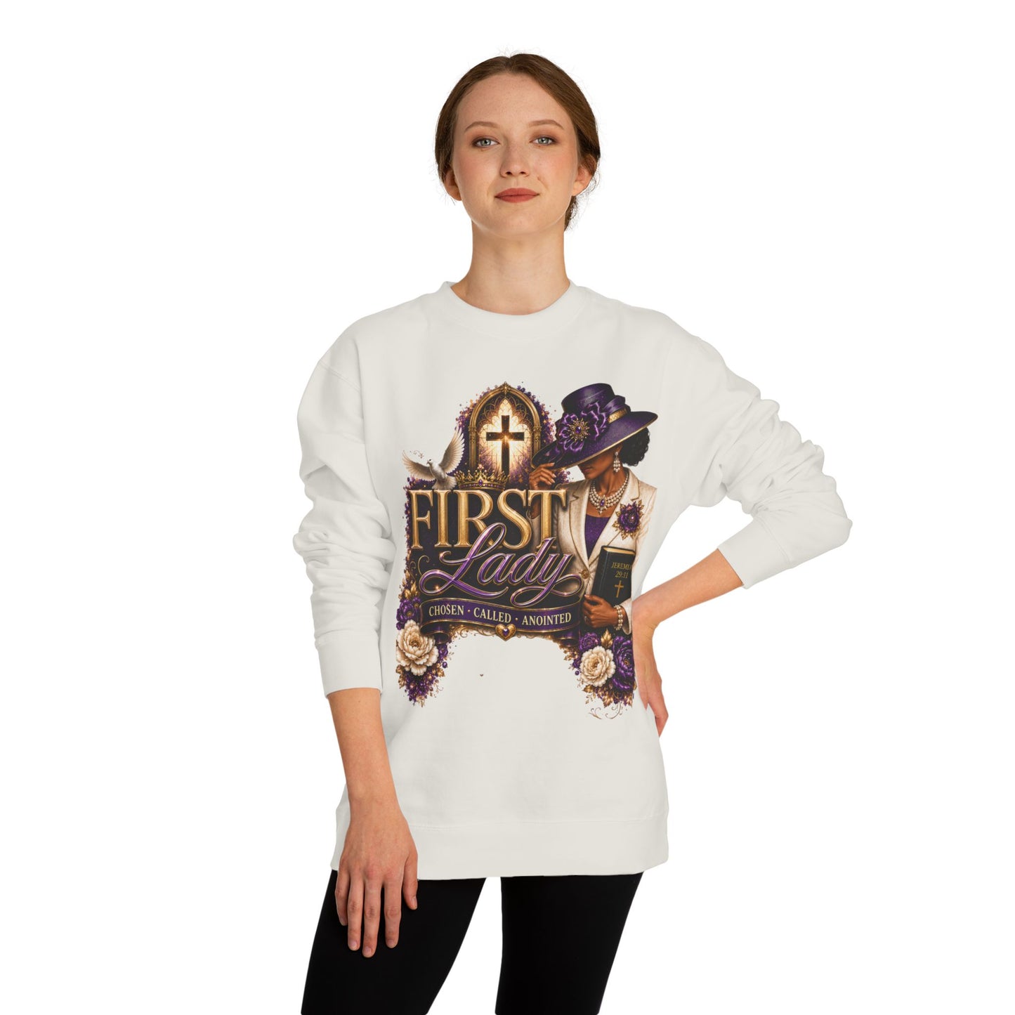 First Lady Church Sweatshirt – Christian Women’s Faith Graphic Crewneck