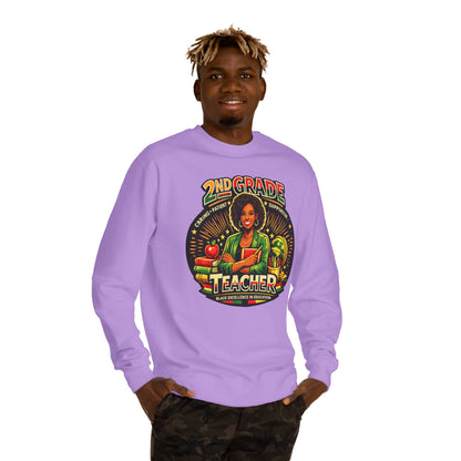 2nd Grade Teacher Sweatshirt — Proud Black Educator Crewneck