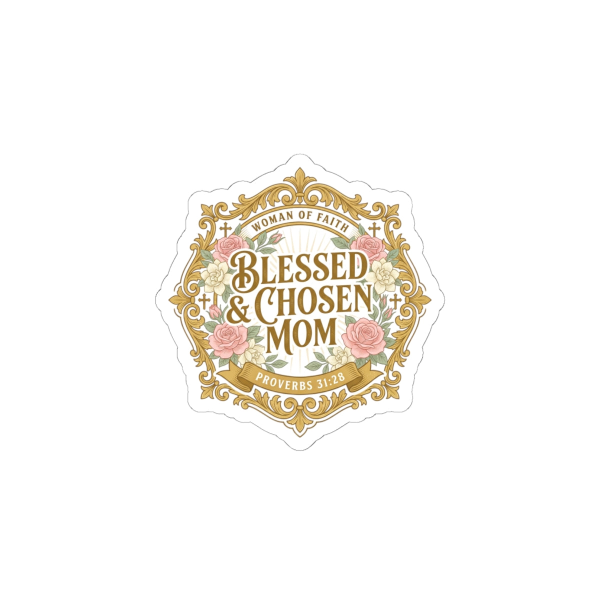 Blessed & Chosen Mom Sticker | minimalist mom life, cool mom streetwear