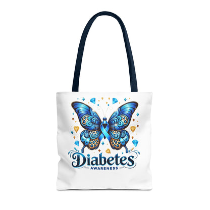 Diabetes Awareness Tote Bag — Blue Butterfly Ribbon Design