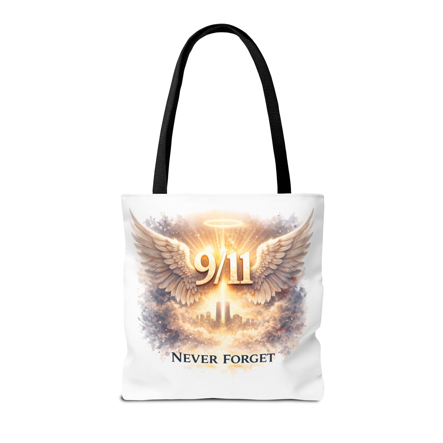 9/11 Memorial Tote Bag – 'Never Forget' Angel Wings Tribute