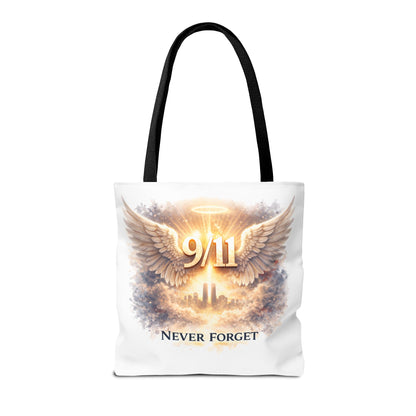 9/11 Memorial Tote Bag – 'Never Forget' Angel Wings Tribute