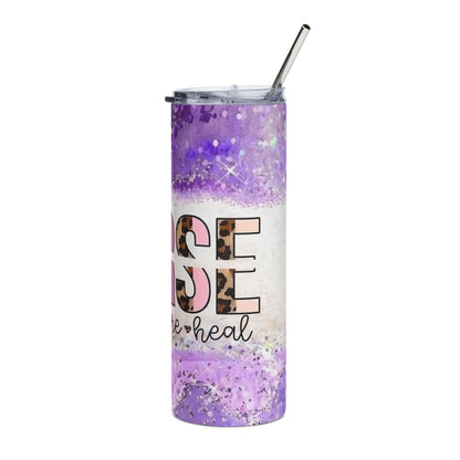 Nurse Leopard Print Purple 20oz Stainless Tumbler — "Love Inspire Heal"