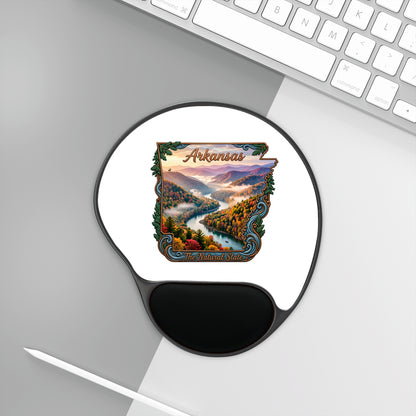 Arkansas Scenic State Map Mouse Pad with Wrist Rest — The Natural State Office Accessory