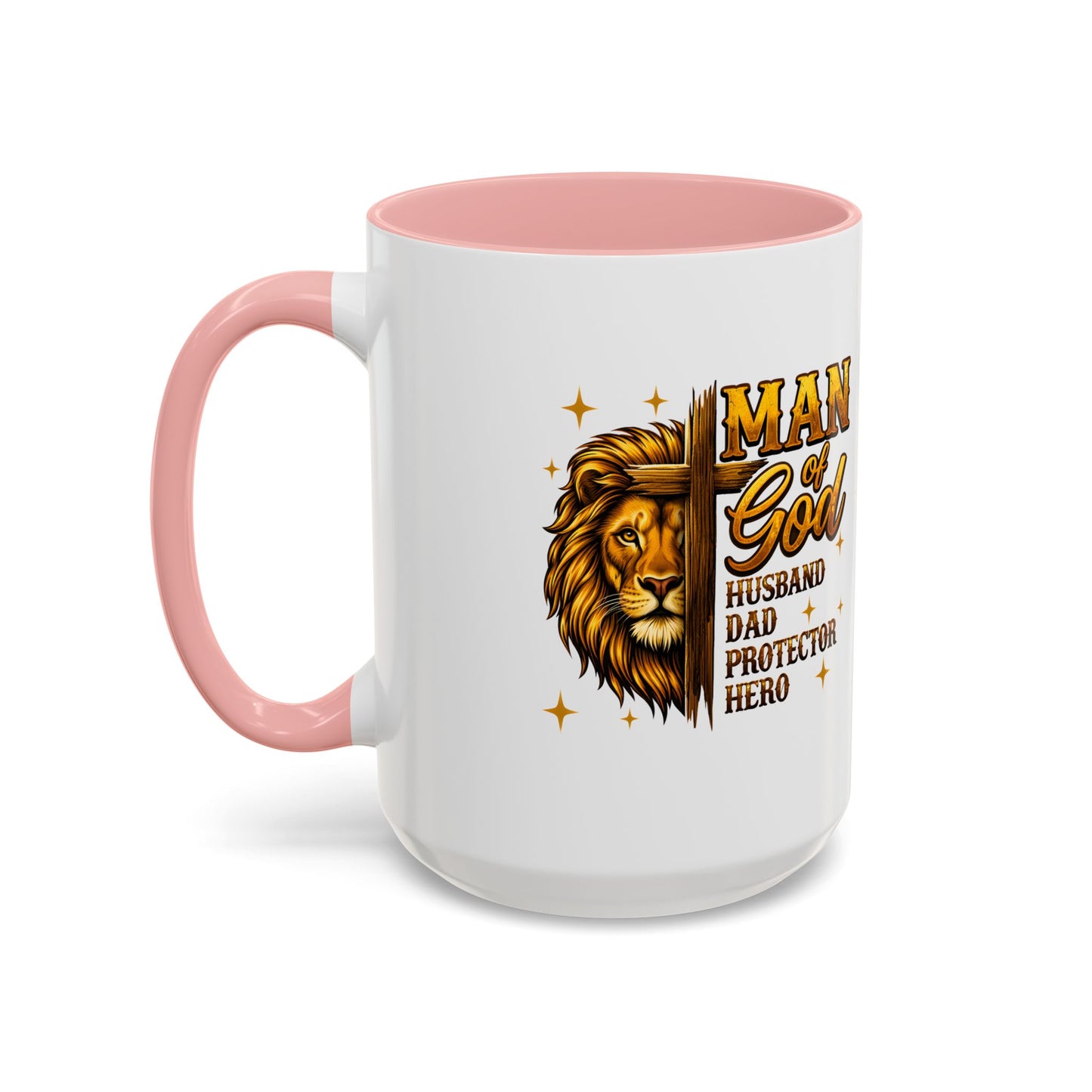 Man of God Lion Coffee Mug — 'Man of God' Religious Gift for Husband, Dad, Protector