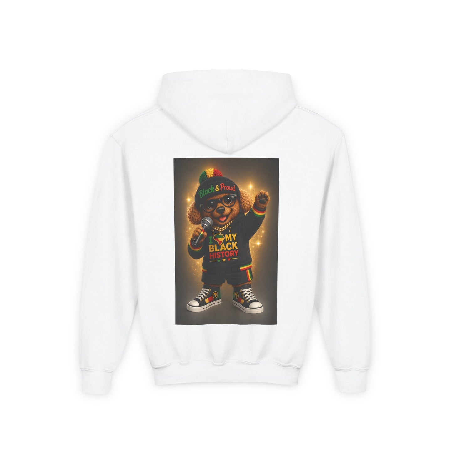 Youth Hoodie — "Proud To Be My Black" Rasta Bear Graphic