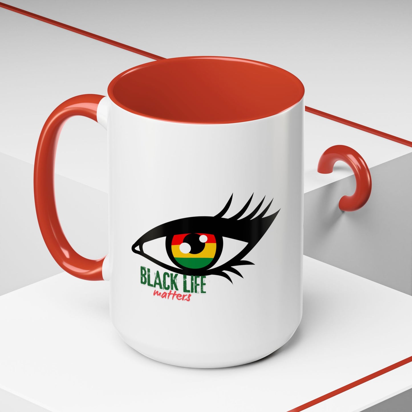 Black Life Matters Eye Accent Coffee Mug — Pan-African Pride 11/15oz