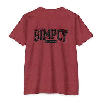 Simply Blessed T-Shirt — Vintage Collegiate Script Faith Tee