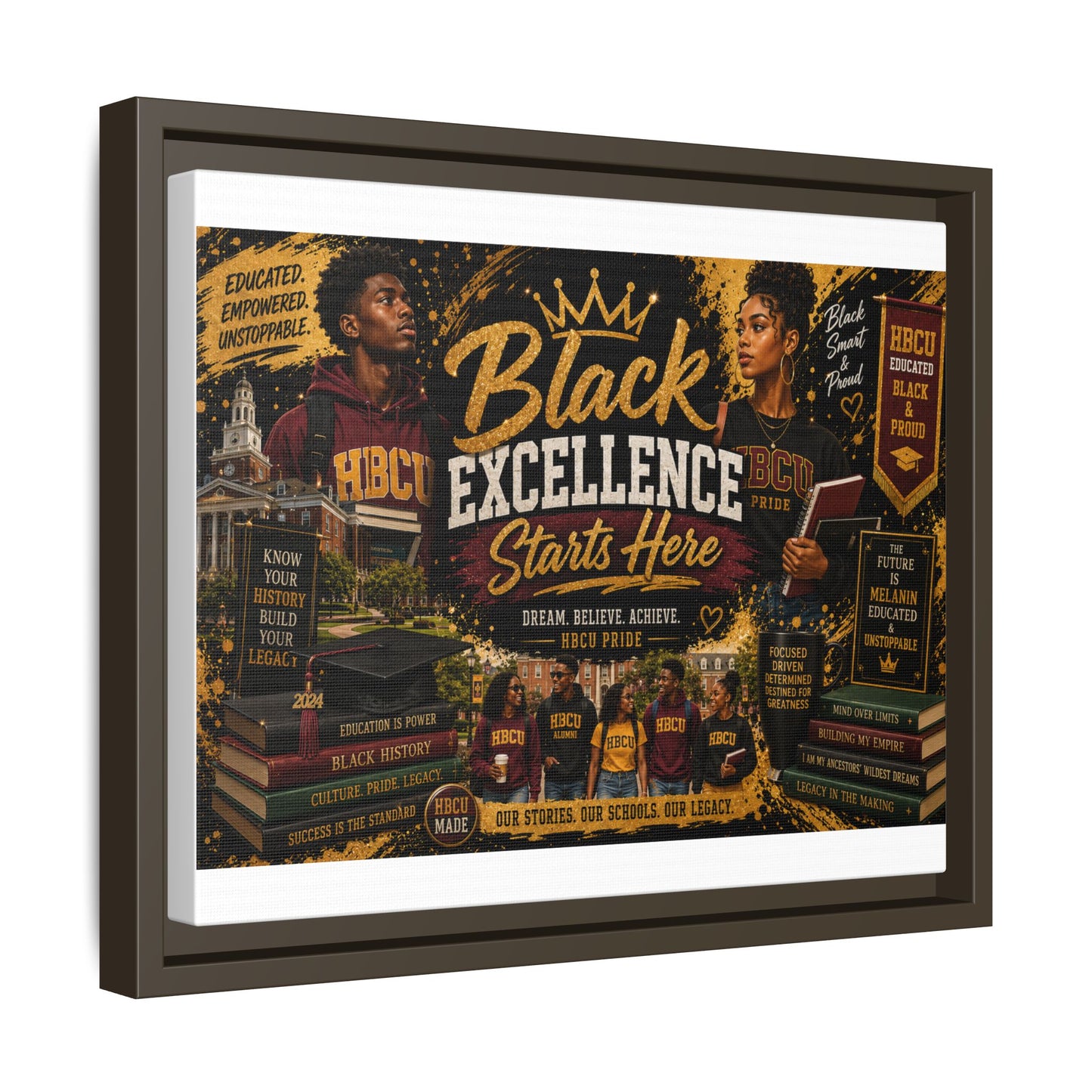 Black Excellence Starts Here Framed Canvas