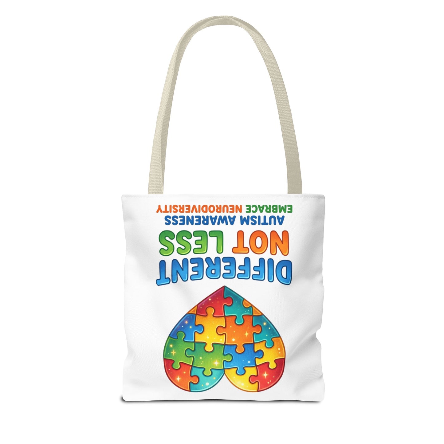 Autism Awareness Tote — "Different Not Less" Puzzle Heart