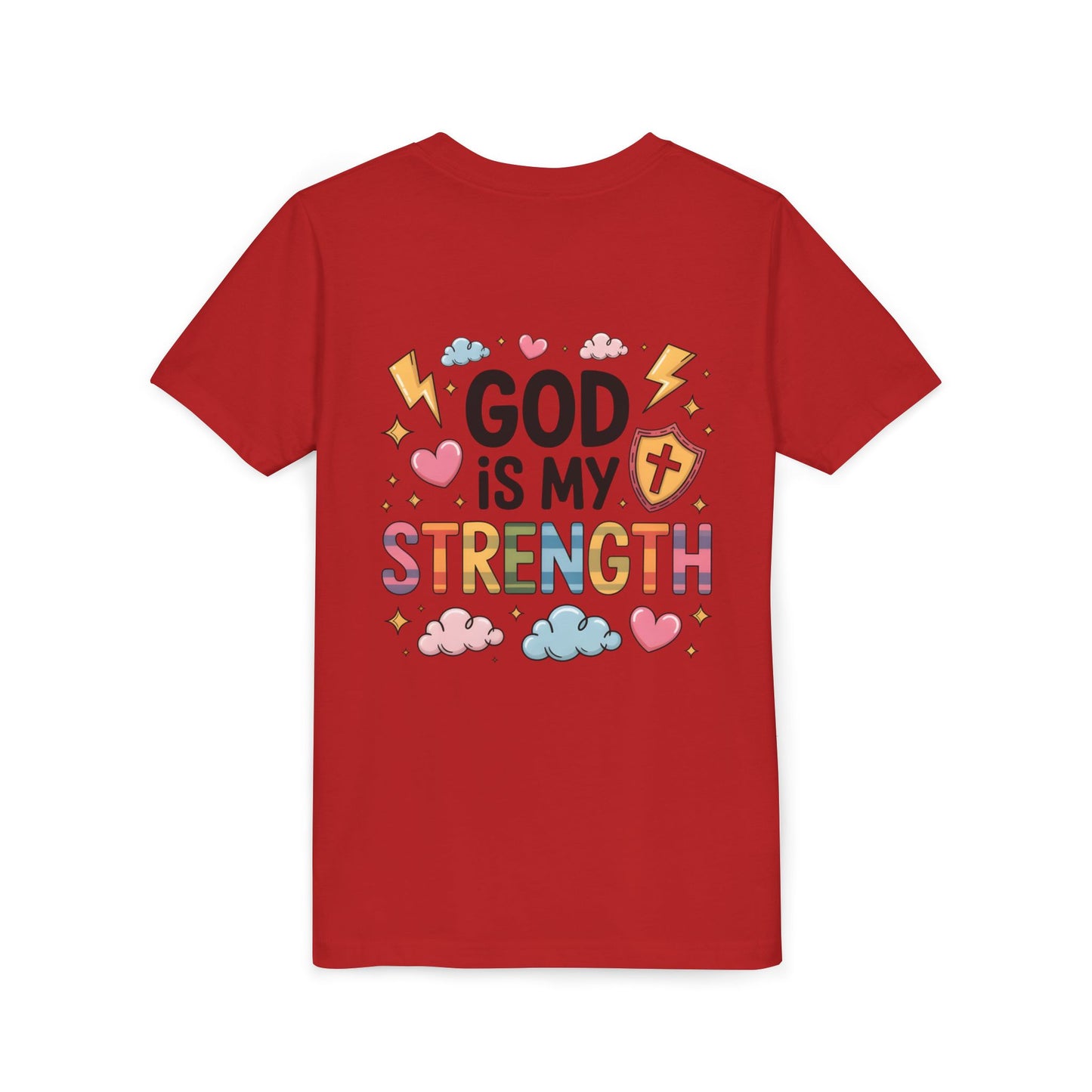 God Is My Strength Youth Tee — Cute Faith-Based Kids T-Shirt