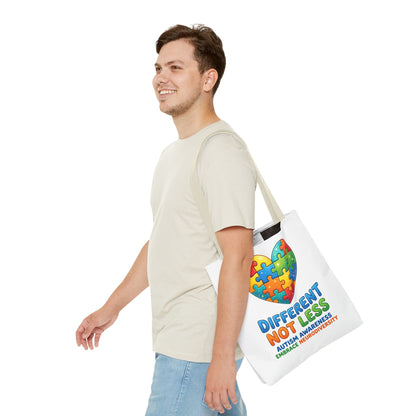 Autism Awareness Tote — "Different Not Less" Puzzle Heart