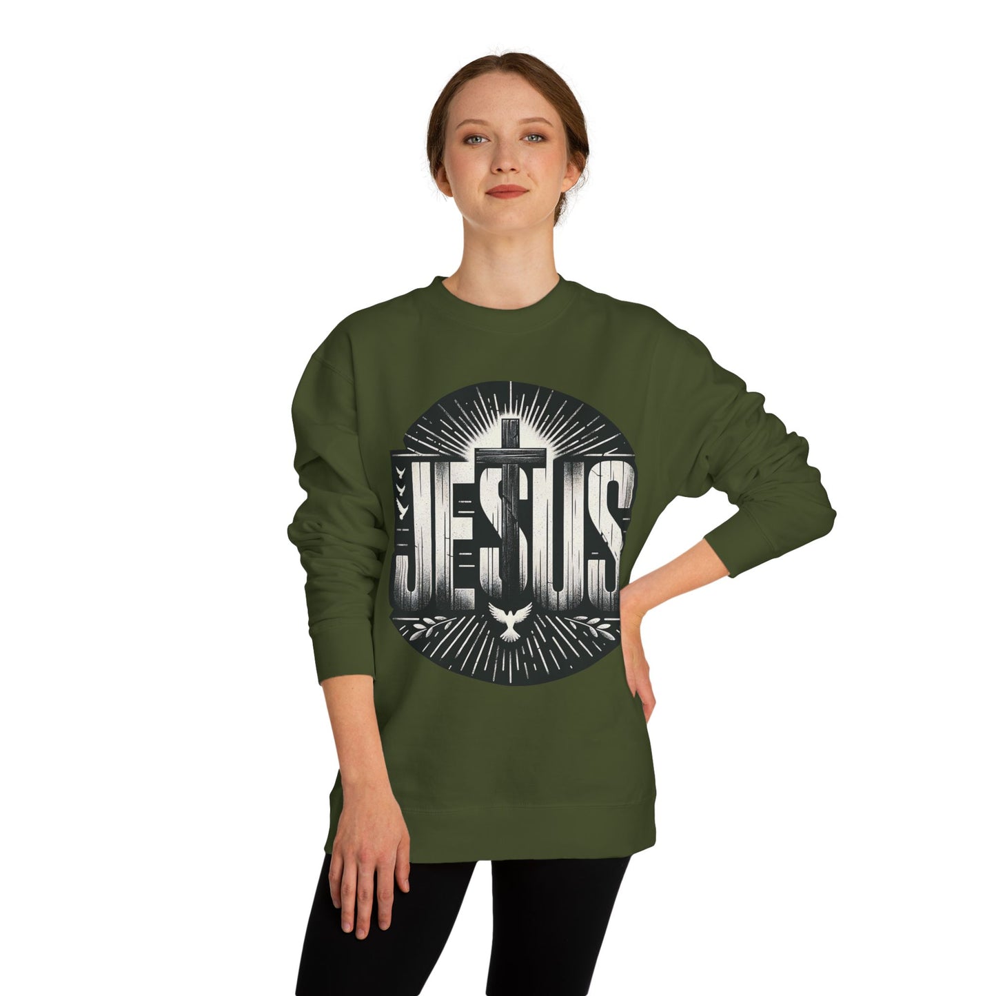 Jesus Graphic Sweatshirt — Vintage Religious Cross & Lamb Crewneck