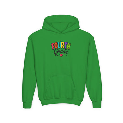Fourth Grade Hoodie — Colorful Kids School Sweatshirt (“Fourth Grade” with Heart)