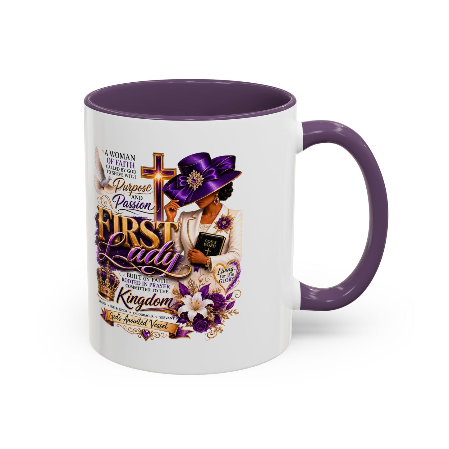 First Lady of Faith Accent Coffee Mug — Inspirational Christian Gift (11/15oz)