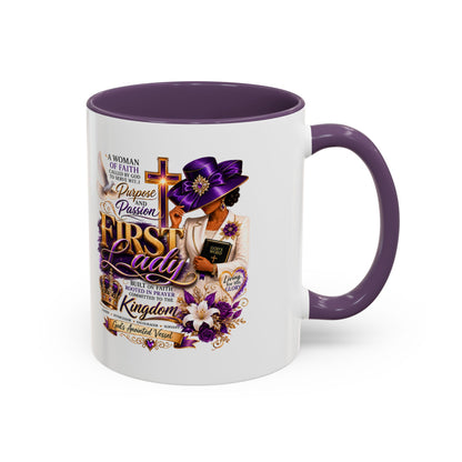 First Lady of Faith Accent Coffee Mug — Inspirational Christian Gift (11/15oz)