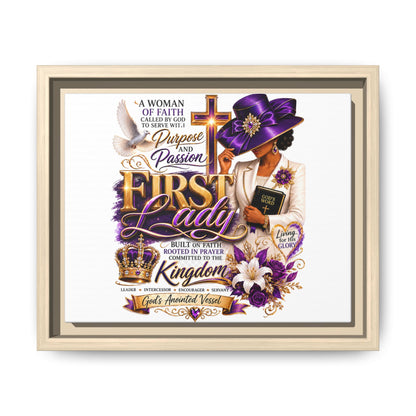 First Lady Faith Wall Art — Framed Matte Canvas (Purple & Gold)