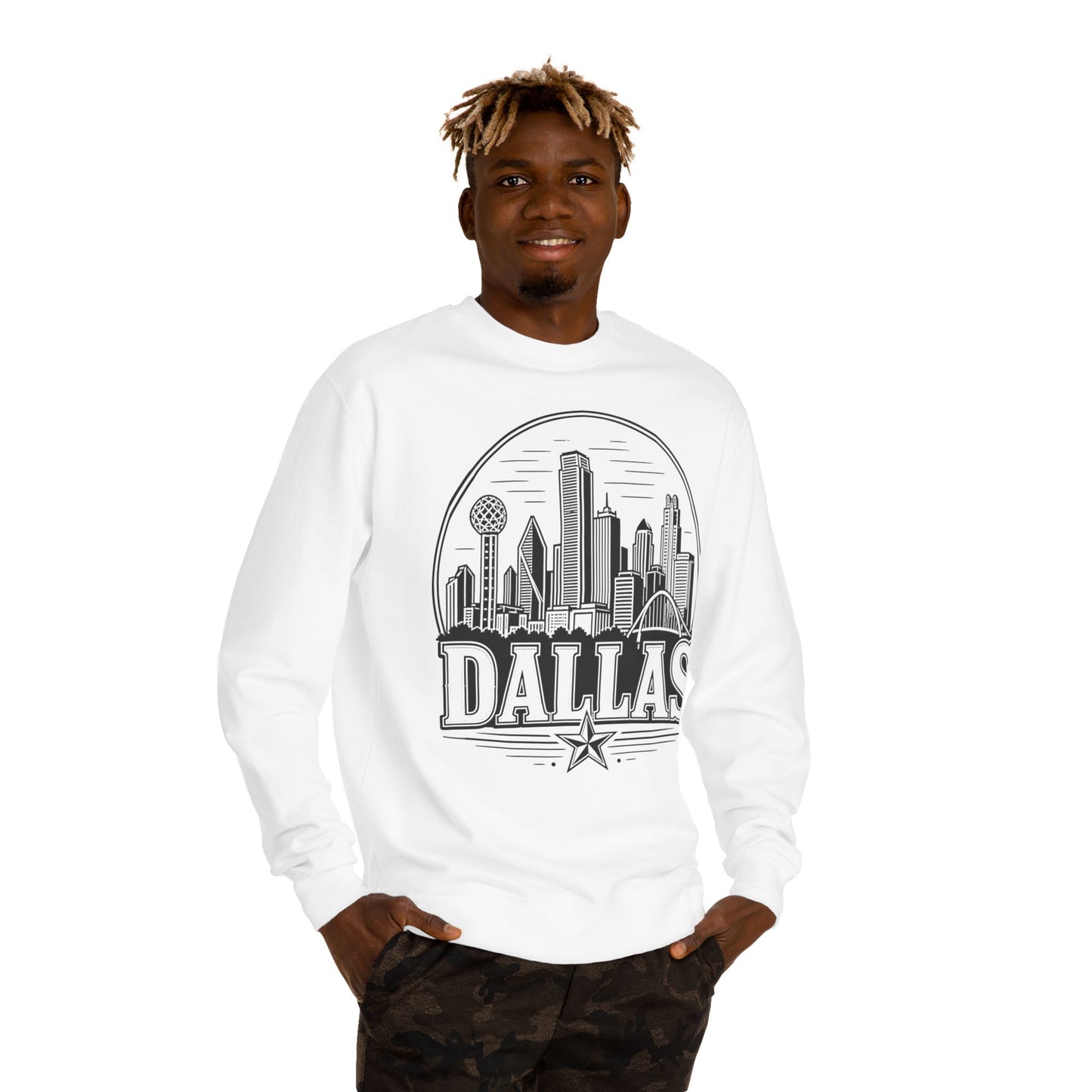 Dallas Skyline Crewneck Sweatshirt — Retro Cityscape Graphic