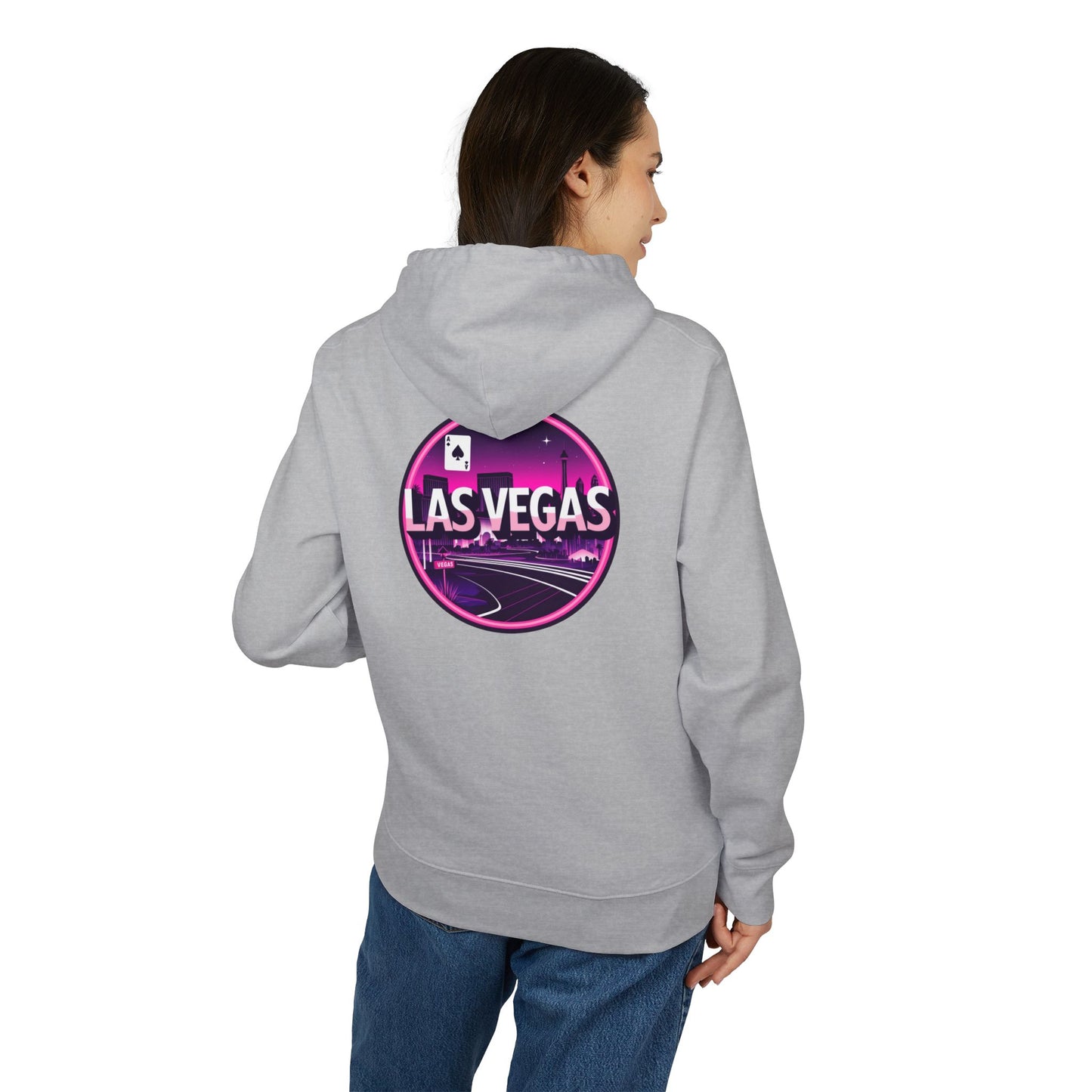 Las Vegas Neon Circle Hoodie — Retro Casino Skyline Pullover