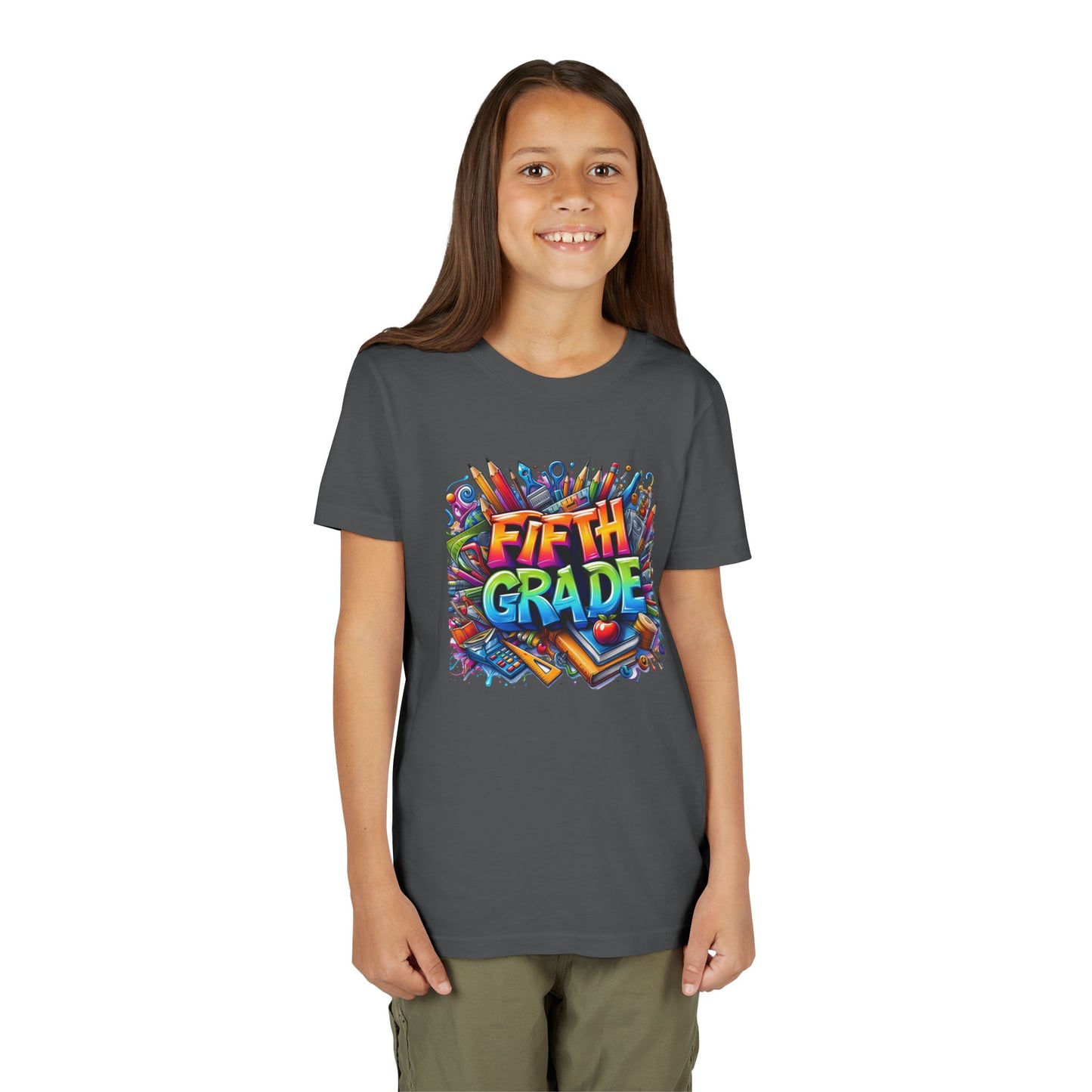 Fifth Grade Kid's Tee - Colorful School Supplies Back to School T-Shirt