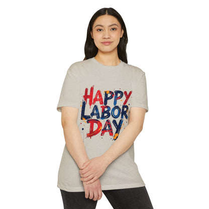 Labor Day Graphic T-Shirt — "Happy Labor Day" Patriotic Celebration Tee