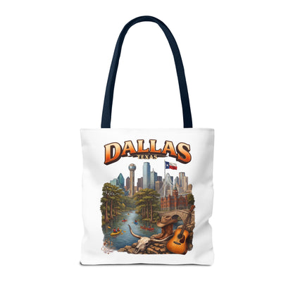 Dallas Texas Scenic Tote Bag – City Skyline & Guitar Souvenir Tote