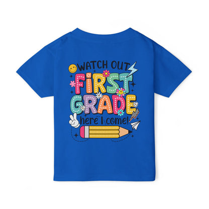 First Grade Toddler T‑Shirt – "Watch Out First Grade Here I Come!" Back‑To‑School Tee