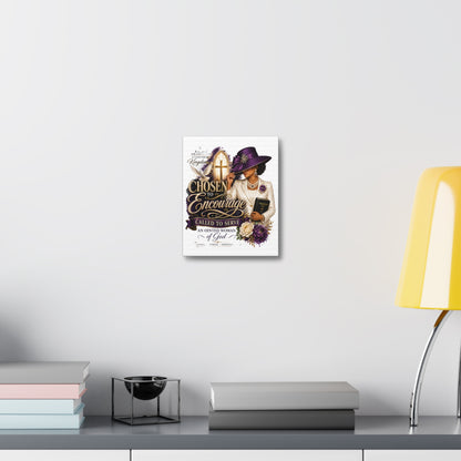 Chosen to Encourage Stretched Canvas – Inspirational Christian Wall Art (Called to Serve, ‘Anointed Woman’)