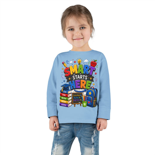 Smart Starts Here Toddler Long Sleeve Tee — Back-to-School Kids Shirt