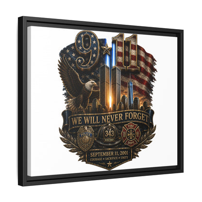 9/11 We Will Never Forget Framed Matte Canvas