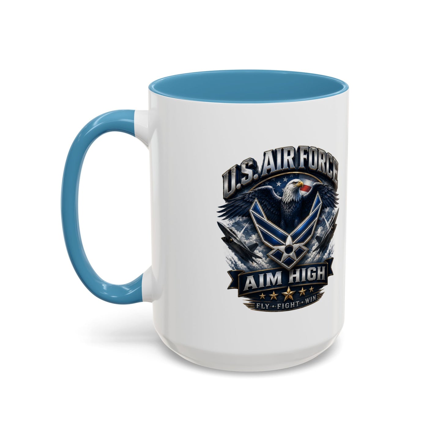 U.S. Air Force Accent Coffee Mug — Aim High Eagle Design (11/15 oz)