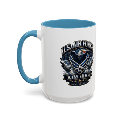 U.S. Air Force Accent Coffee Mug — Aim High Eagle Design (11/15 oz)