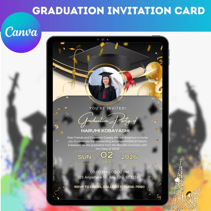 Graduation Invitation Card Template | Editable Digital Graduation Party Invite