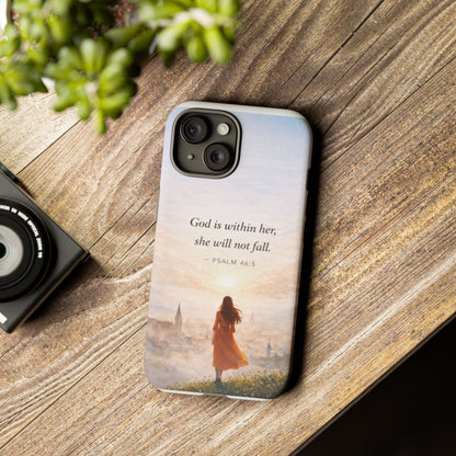 Inspirational Psalm 46:5 Phone Case — 'God is within her, she will not fall' Christian Phone Cover