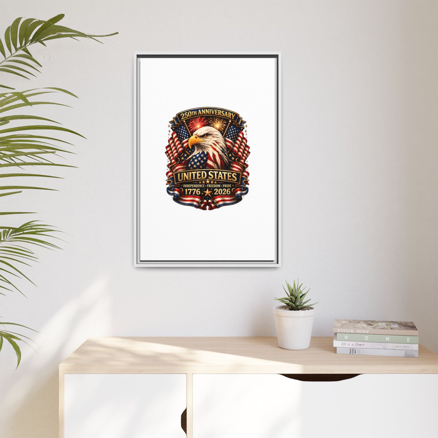 Patriotic Eagle 250th Anniversary Framed Canvas Print — United States 1776–2026