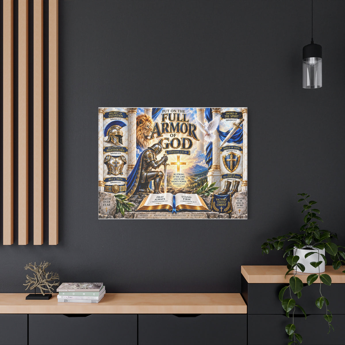 Full Armor of God Canvas Wall Art — Christian Faith Inspirational Scripture Print