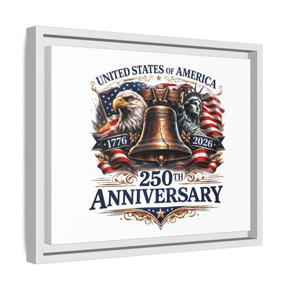 250th Anniversary Framed Canvas - United States of America Patriotic Liberty Bell Print